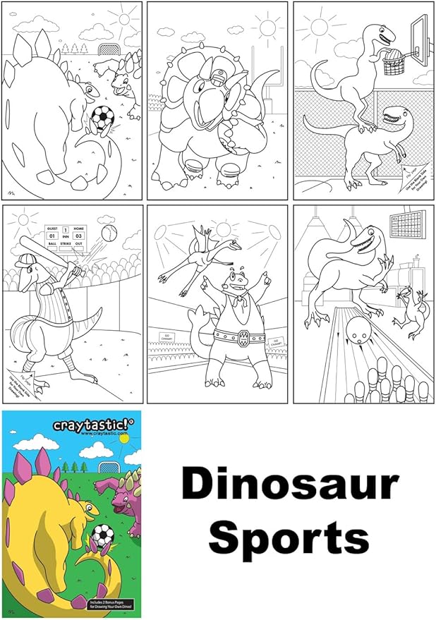 Craytastic! (48 Bulk Coloring Sets with 48 Crayon Packs (4 Crayons Each) + 48 Coloring Book Variety Pack (Dino, Ocean, Animal, Sports) - Party Favors, Restaurants, School, Camp