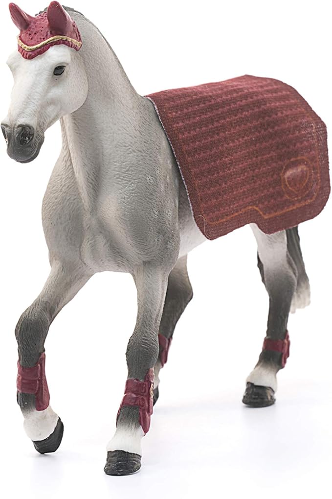 Schleich Horse Club Trakehner Mare Riding Tournament Horse Toy Figurine - Authentic Mare Horse Toy with Removable Blanket for Boys and Girls Imagination and Play, Gift for Kids Ages 5+