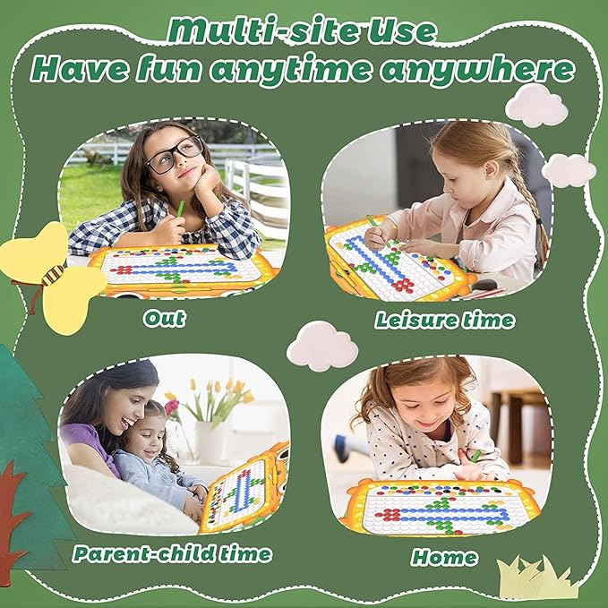 Magnetic Dots Board, Magnetic Drawing Board for Toddlers 1-3, Magnetic Drawing Board for Kids, Magnetic Dot Art with Magnetic Pen, Magnetic Tablet Toy (Orange)