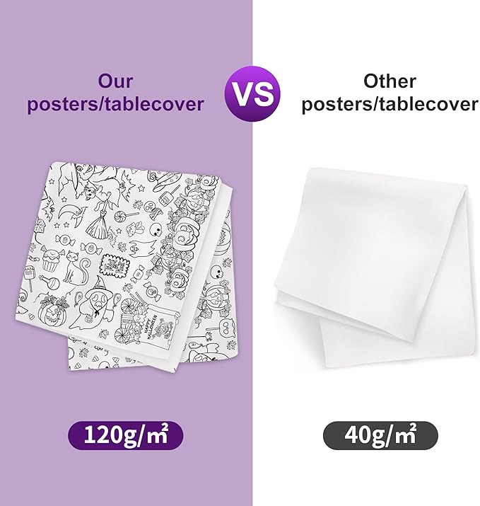 OHOME Halloween Giant Coloring Poster/Tablecloth-Halloween Crafts for Kids-30 x 72 Inches Jumbo Paper Coloring Banner Gifts for Kids Activities Games Toys Party Favors- Halloween Party Decorations