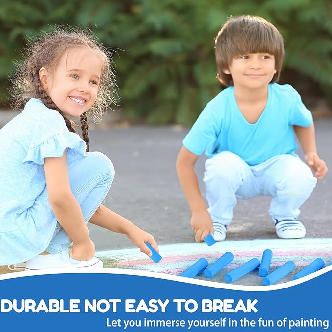 Fulmoon 40 Pcs Jumbo Sidewalk Chalk for Kids Outdoor Art Non Toxic Large Washable Street Chalk for Adults Drawing Painting Graffiti Classroom(Blue,Round Style)