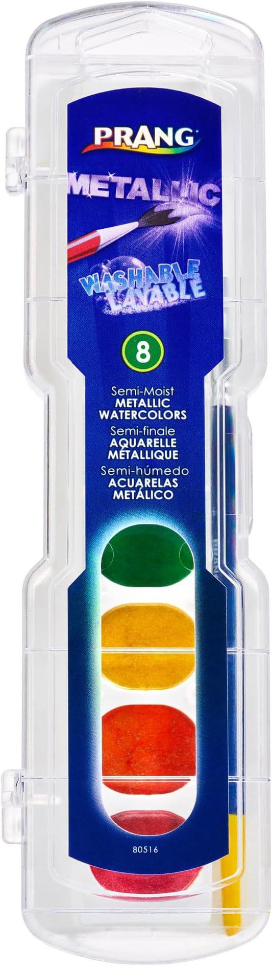 Prang Washable Watercolor Paint Set, 8 Assorted Metallic Colors, 1 Count