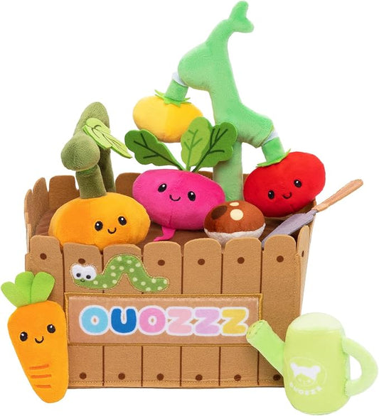 OUOZZZ Baby Garden Toys Set for 1 Year Old Boys and Girls Gifts, Sensory Box for Toddlers 1-3 Plush Fruit and Vegetables Carrot Toys - First Birthday Gifts