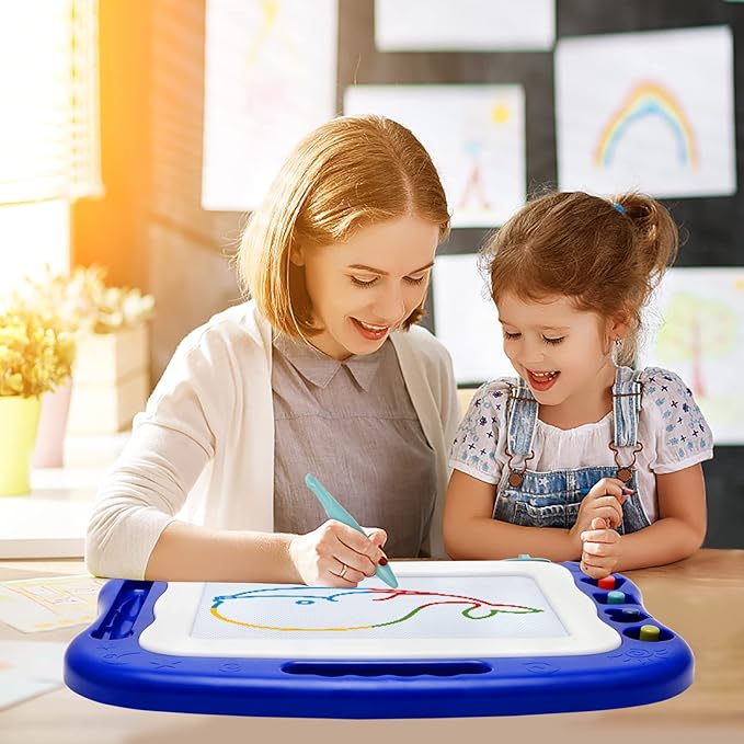 Magnetic Drawing Board,Large Doodle Board Toddler Toys for Girls Boys 3 4 5 6 7 Year Old Kids Gift Etch A Colorful Sketch Magnet Erasable Pad (Blue)