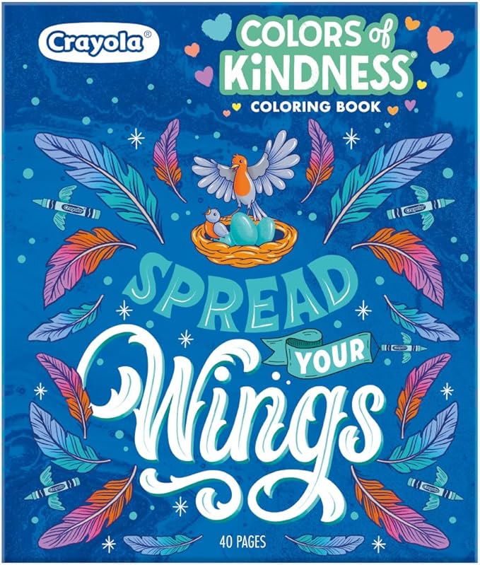 Crayola Colors of Kindness Adult Coloring Book (40pgs), Adult Coloring Pages, Stress Relief Activity, Gift for Teens & Adults, 9+