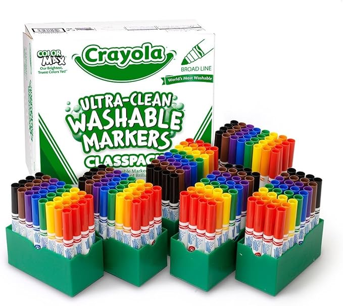 Crayola Ultra Clean Washable Markers, School Supplies Classpack, Broad Line, 8 Colors, Pack of 192