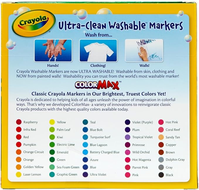 Crayola Ultra Clean Washable Markers (40ct), Coloring Markers for Kids, Coloring Book Marker Set, Gifts for Kids, Ages 3+