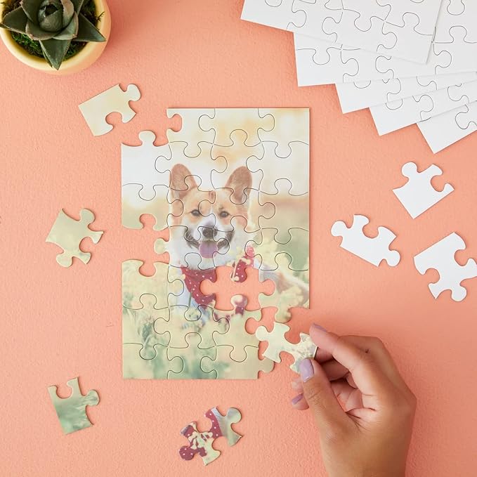 Juvale 48 Sheets Blank Puzzles to Draw On Bulk – 6x8 inch Make Your Own Jigsaw Puzzle for Kids Crafts Projects (28 Pieces Each)