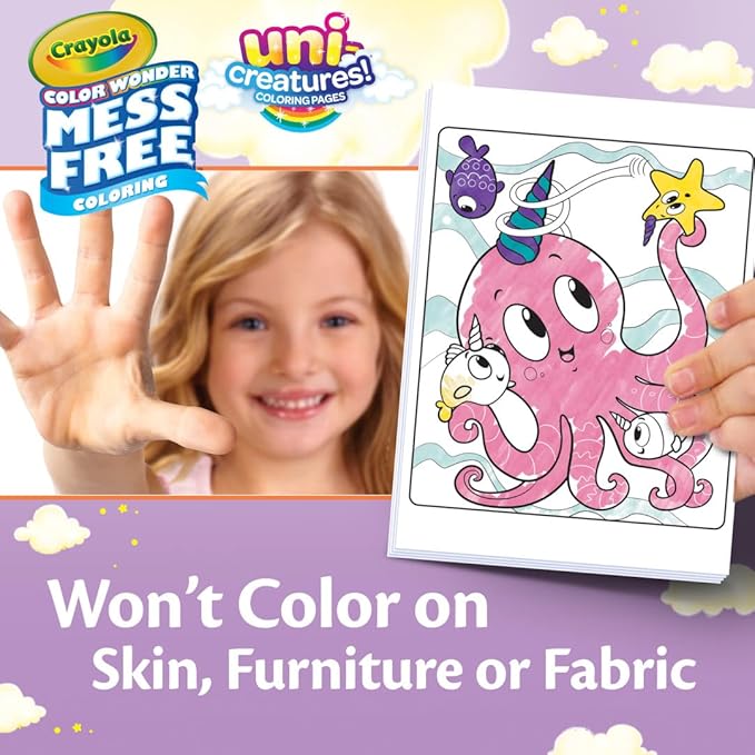 Crayola Color Wonder Unicreatures, Unicorn Mess Free Coloring Pages & Markers, Gift for Kids, Ages 3, 4, 5, 6,