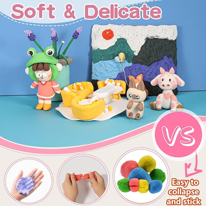 EDIFON Air Dry Clay kit, 36 Colors Modeling Clay Ultra Light Magic Clay with Tools, Safe and Non-Toxic Modeling Clay, Ideal Gift for Kids (36 Colors+ Tools)