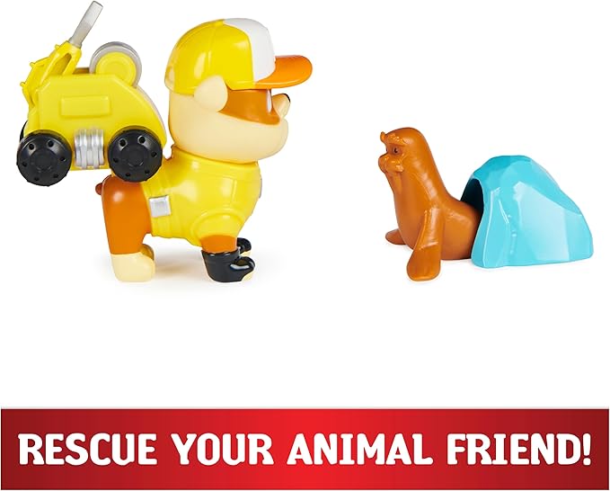 Paw Patrol, Big Truck Pups Rubble Action Figure with Clip-on Rescue Drone, Command Center Pod and Animal Friend Kids Toys Ages 3 and up