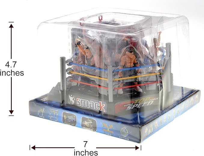 PowerTRC 32 Pcs Wrestling Toys for Kids, Wrestler Play Set with 2 Wrestle Rings Style, 12 Super Wrestlers, Many Realistic Accessories, Toy Figures Cake Topper Birthday Party Decoration Play Set Gift