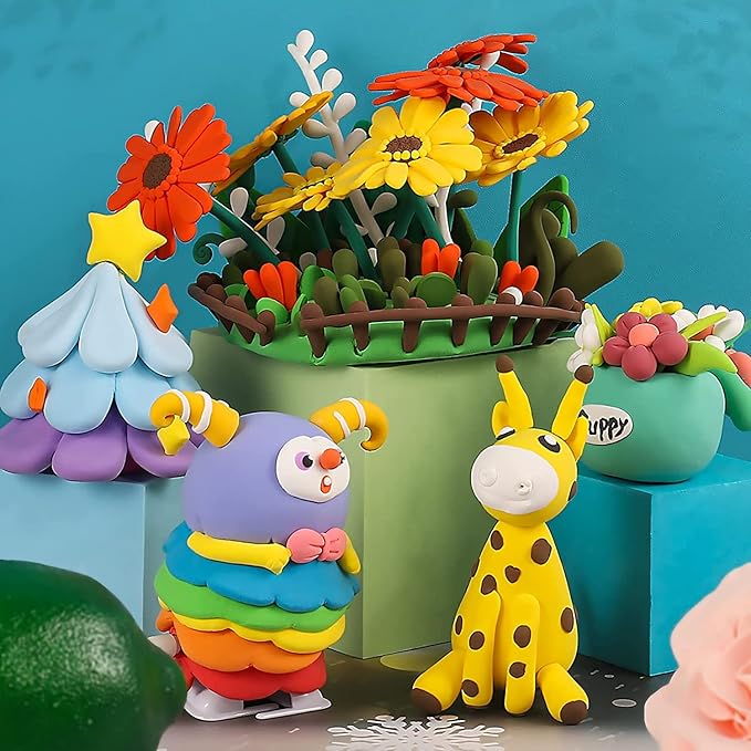 ifergoo Modeling Clay Kits - 65 Colors Air Dry Clay, DIY Molding Magic Clay, No-Toixic Kids Air Clay Set for Boys and Girls
