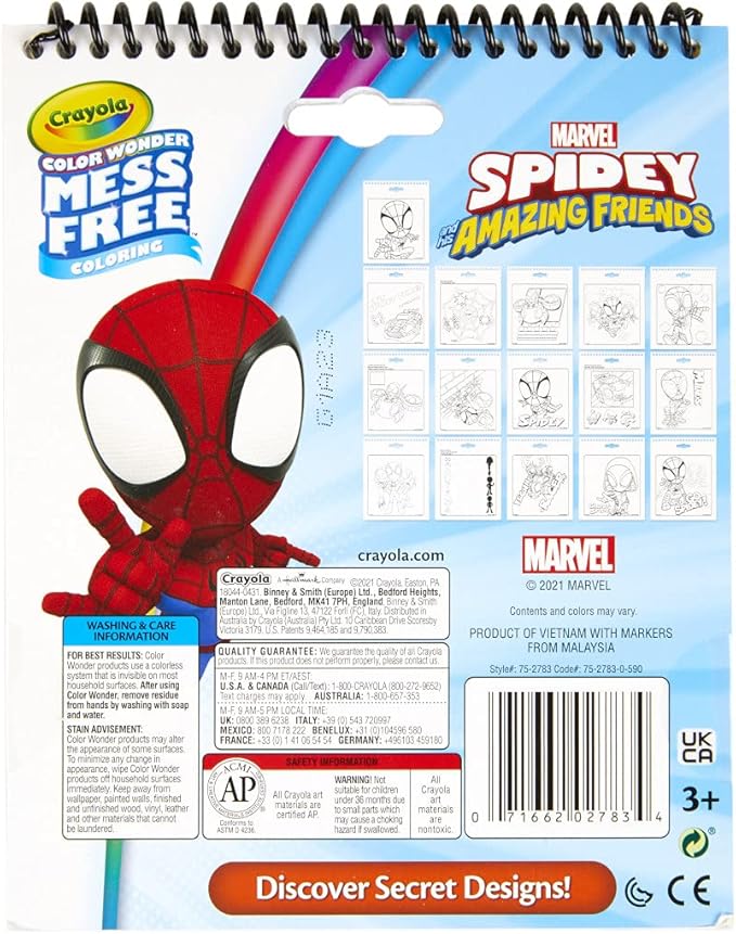 Crayola Color Wonder Activity Pad, Spiderman Coloring Pages & Mess Free Mini Markers, Gift
