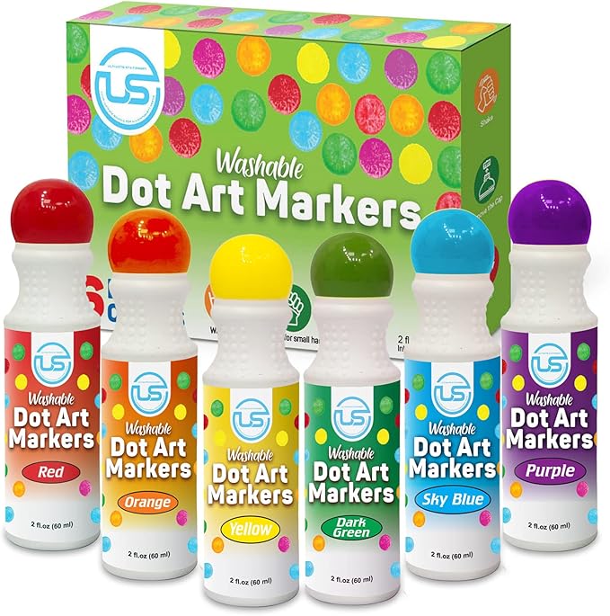 Dot Markers for Toddlers and Kids,6 Color Bingo Daubers, Dot Art Washable Paint for Kids, Bingo Markers, Toddler Arts and Crafts, Kindergarten Classroom Must Haves