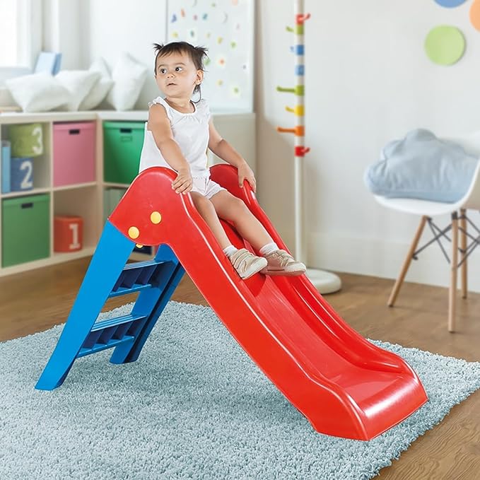 Dolu: My First Slide: Red & Blue - Indoor & Outdoor Toy, Foldable Slope, 2 Step Ladder, Durable Plastic, Playground Equipment, Toddlers & Kids Ages 2+