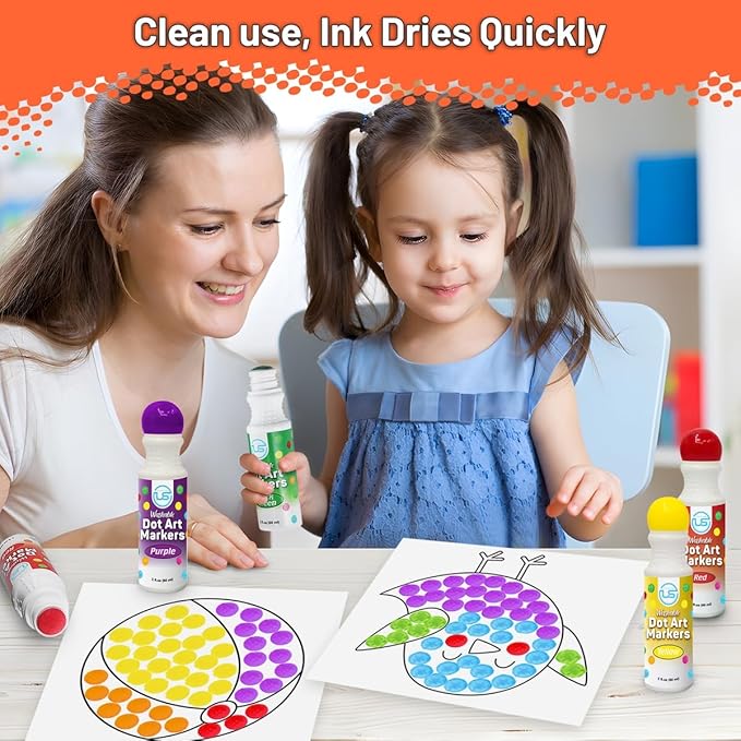 Dot Markers for Toddlers and Kids,6 Color Bingo Daubers, Dot Art Washable Paint for Kids, Bingo Markers, Toddler Arts and Crafts, Kindergarten Classroom Must Haves