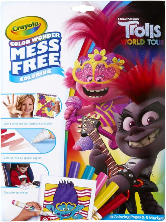 Crayola Trolls 2, Color Wonder Mess Free Coloring Pages & Markers, Gift for Kids, Age 3, 4, 5, 6