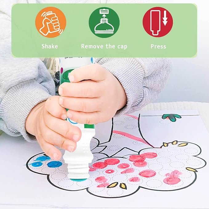 Dot Markers for Toddlers and Kids,6 Color Bingo Daubers, Dot Art Washable Paint for Kids, Bingo Markers, Toddler Arts and Crafts, Kindergarten Classroom Must Haves