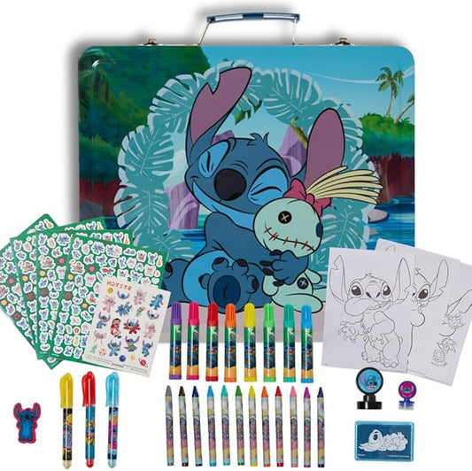 Innovative Designs Disney Lilo and Stitch Deluxe Activity Set with Carrying Tin, Coloring Sheets, Tattoos, Stickers, & Art Supplies