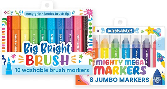Ooly Thick Washable Markers Bundle of 18 Colors, Washable Toddler Markers with Jumbo Grip and Jumbo Barrel, Perfect for Little Hands - Bundle