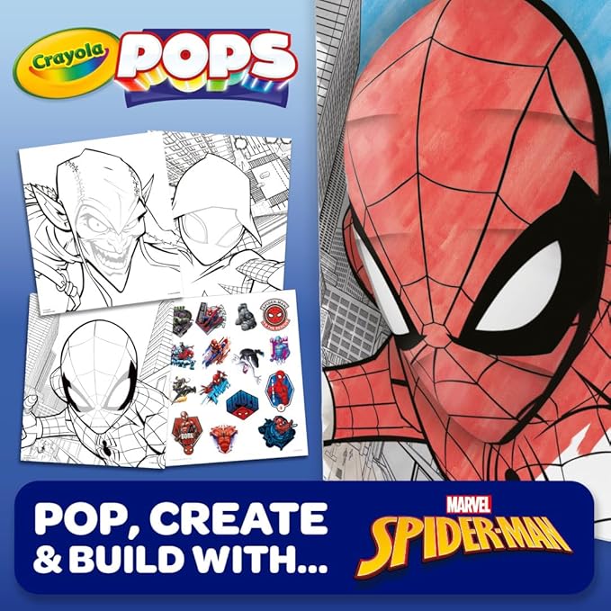 Crayola POPs 3D Kids Art Set, Spiderman Coloring Book Alternative, Gift for Boys & Girls, Ages 5+