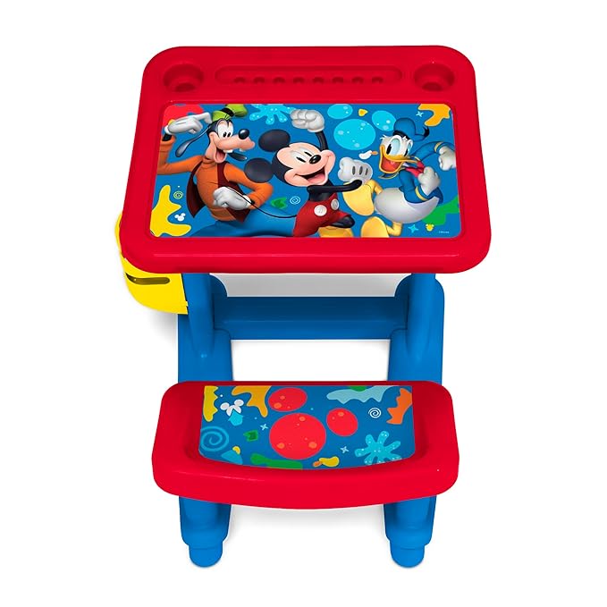 Disney Mickey Mouse Draw and Play Desk by Delta Children – Includes 10 Markers and Coloring Book, Blue