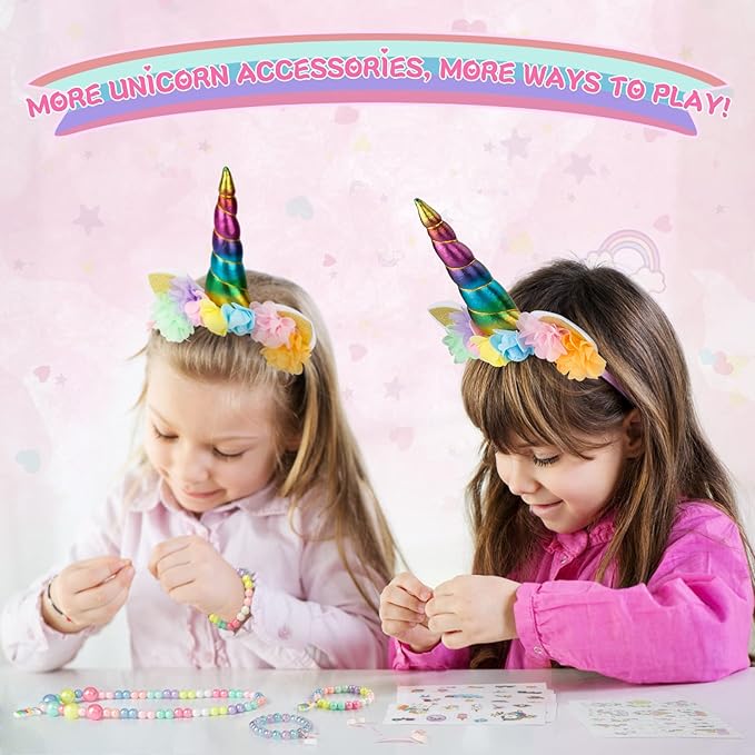 PERRYHOME Unicorn Toys for Girls Unicorn Gift Set with Unicorn Stuffed Animal, Unicorn Coloring Book, Unicorn Necklace & Bracelet, Unicorn Themed Girl Gift Toy Birthday Gift Nude Pink