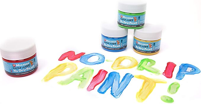 Micador early stART No-Drip Paint, 4-Colors - 100ml - Finger Painting - Non-toxic + Washable - Educational Play + Sensory Activites - Ages 2+