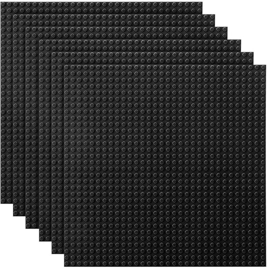 Lekebaby Classic Baseplates Building Base for Building Bricks 100% Compatible with Major Brands-Baseplate 10" x 10", Pack of 6 (Black)