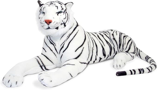 Melissa & Doug Giant Siberian White Tiger - Lifelike Stuffed Animal (over 5 feet long) - Extra Large, Plush Lifesize Tiger For Ages 3+