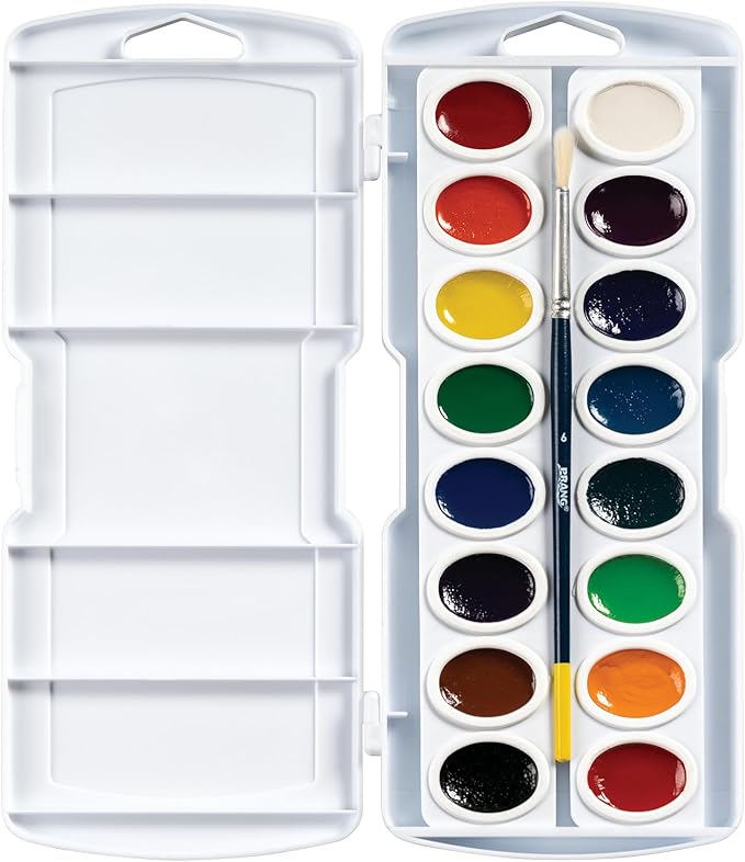 Prang Oval Pan Watercolor Paint Set, 16 Assorted Colors, 1 Count