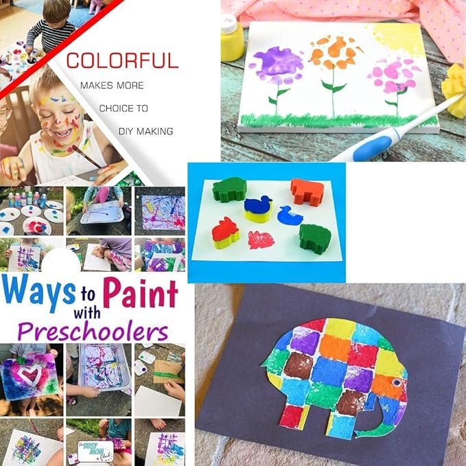 Paint Brushes for Kids with No Spill Paint Cups with Colored Lids and Art Smock 100PCS Brush Set,Kids Paint Brushes Toddler Paint Brushes Watercolor for Preschool Washable Paint Acrylic Paint