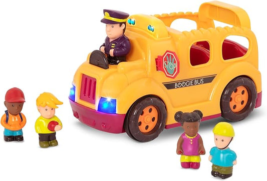 B. toys - Interactive Yellow School Bus Toy with Lights, Sounds & Dancing Passengers - Educational Vehicle Playset for Toddlers & Kids with 5 Figures - Auto-Off Battery Feature, Ages 18+ Months