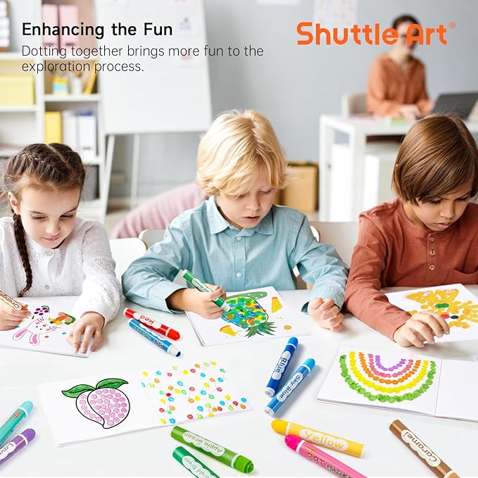 Shuttle Art Dot Markers, 15 Colors Washable Markers for Toddlers,Bingo Daubers Supplies Kids Preschool Children, Non Toxic Water-Based