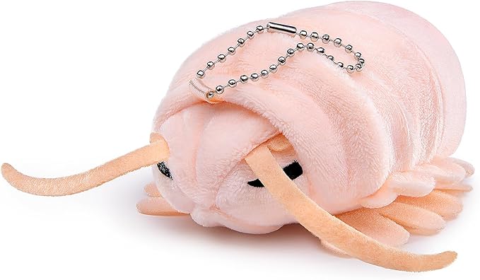 ZHONGXIN MADE Isopod Stuffed Animal Hanging Chain Toy - Realistic Pink Isopod Plush Beetle Bead Chain Hanging, Cute lice Crustaceans Plushie Toys for Backpack Handbag Charms, 5inchs
