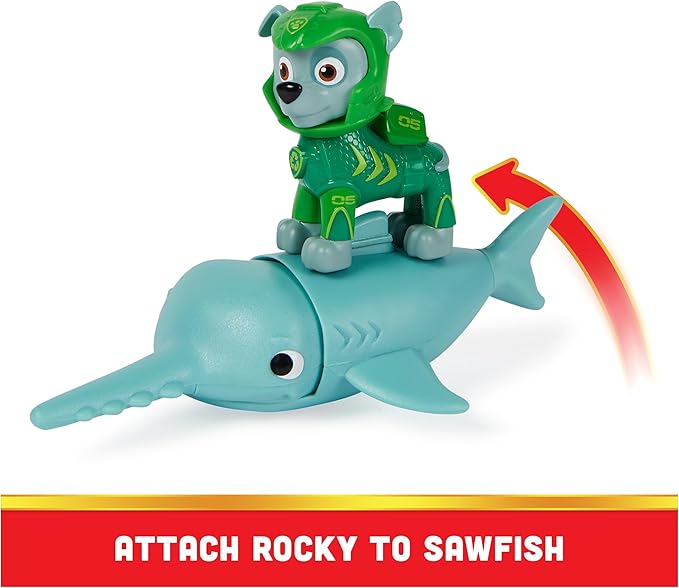 Paw Patrol, Aqua Pups Rocky and Sawfish Action Figures Set, Kids Toys for Ages 3 and up