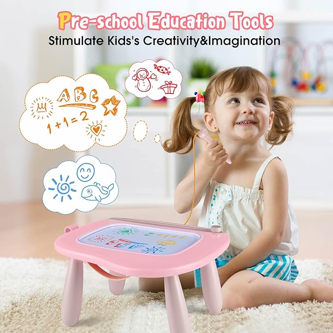 Smasiagon Magnetic Drawing Board for Kids- Girls Toys for Toddler 1-3 - Portable Doodle Board Educational Toys for Ages 2-4 - Birthday Easter Valentines Day Gift（Pink
