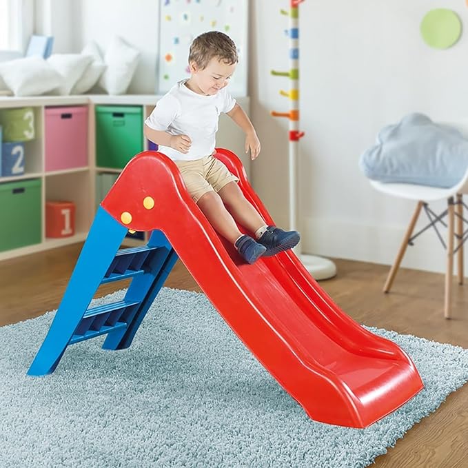 Dolu: My First Slide: Red & Blue - Indoor & Outdoor Toy, Foldable Slope, 2 Step Ladder, Durable Plastic, Playground Equipment, Toddlers & Kids Ages 2+