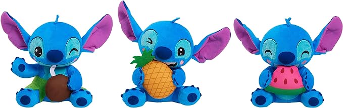 Disney Stitch Small Plush Stitch and Pineapple, Stuffed Animal, Blue, Alien, Kids Toys for Ages 2 Up by Just Play