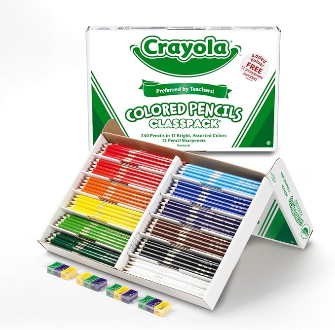 Crayola Colored Pencils Classpack (240 Ct), Bulk Classroom Supplies, Colored Pencils for School, 12 Assorted Colors, Nontoxic