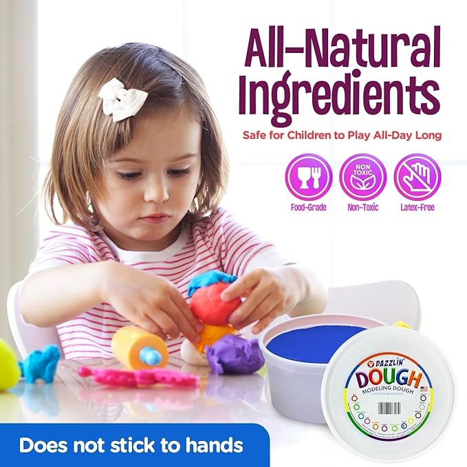 Hygloss Dough - Bulk 6-Color Assortment - Safe & Non-Toxic Modelling Dough for Arts & Crafts, Learn- 6 Colors, 5 Lb. Each