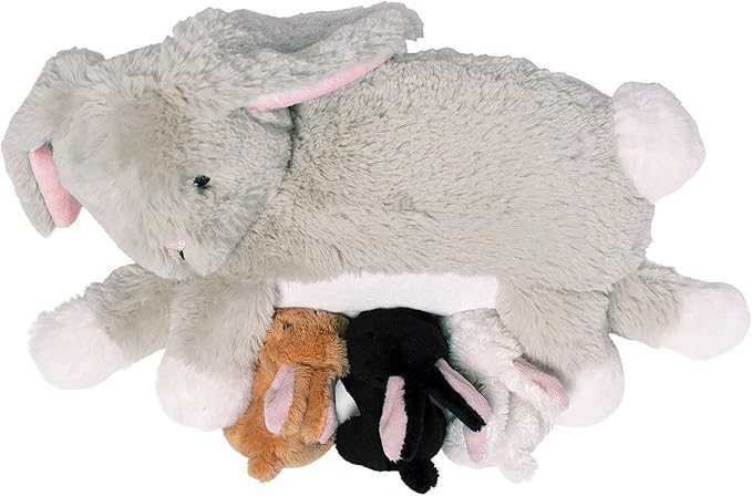 Manhattan Toy Nursing Nola Nurturing Rabbit Stuffed Animal with Plush Baby Bunnies