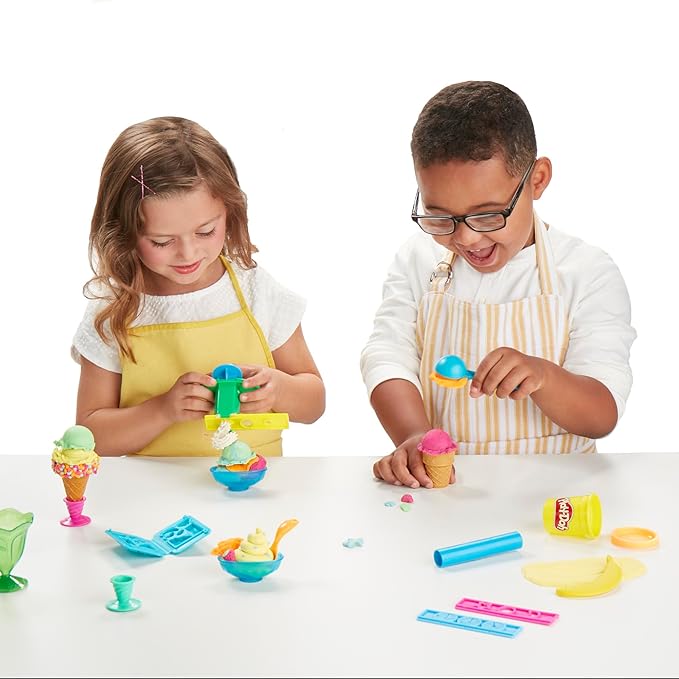 Play-Doh Kitchen Creations Ice Cream Party Set, 22 Tools & 6 Colors, 2-Ounce Cans, Preschool Toys, Easter Gifts for Girls & Boys, Ages +3 (Amazon Exclusive)