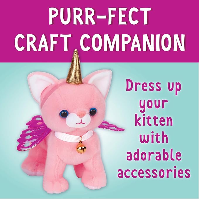 Creativity for Kids Cuddly Kitten Plush Toy - Kitty Stuffed Animal and Pet Carrier Purse , Pink, Small