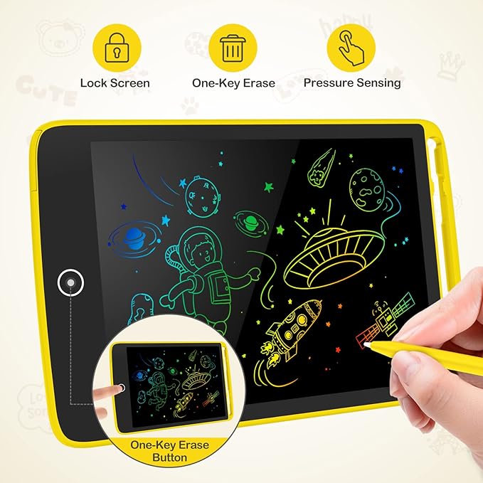 2 Pack LCD Writing Tablet, Colorful Screen Doodle Board 8.5 Inch Drawing Tablet for Kids, Learning Toys Birthday Gifts Travel Activity Games for 3 4 5 6 Year Old Boys and Girls Toddlers（Yellow Green）