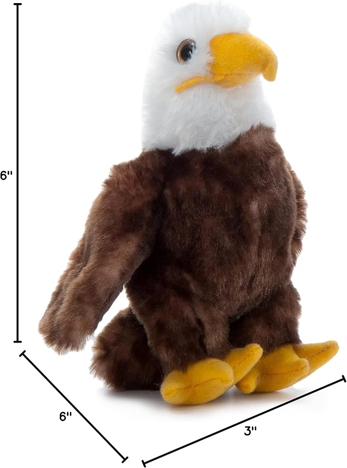 The Petting Zoo Bald Eagle Stuffed Animal Plushie, Gifts for Kids, Wild Onez Babiez Zoo Animals, Eagle Plush Toy 6 inches