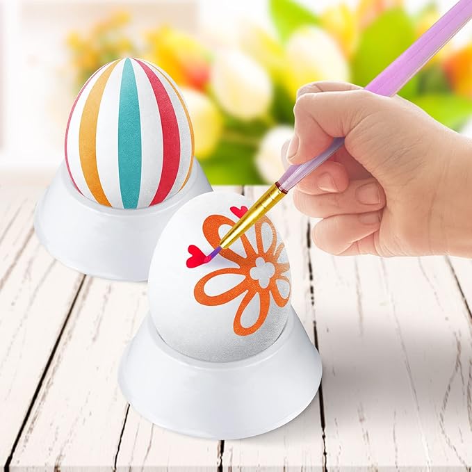 SpringFlower White Easter Eggs Painting Kit-24 Paintable Flocking Eggs with Doodle Kit for DIY Design with Rope for Easter Decoration/ Hunts,Basket Stuffers Fillers
