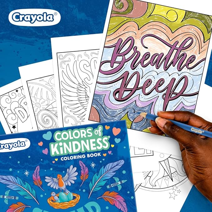 Crayola Colors of Kindness Adult Coloring Book (40pgs), Adult Coloring Pages, Stress Relief Activity, Gift for Teens & Adults, 9+