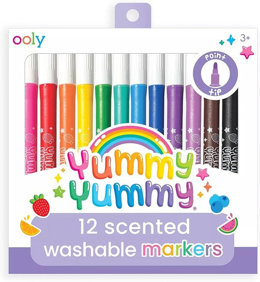 Ooly Yummy Yummy Scented Washable Markers Set of 12 - Scented Markers in 12 Classic Colors